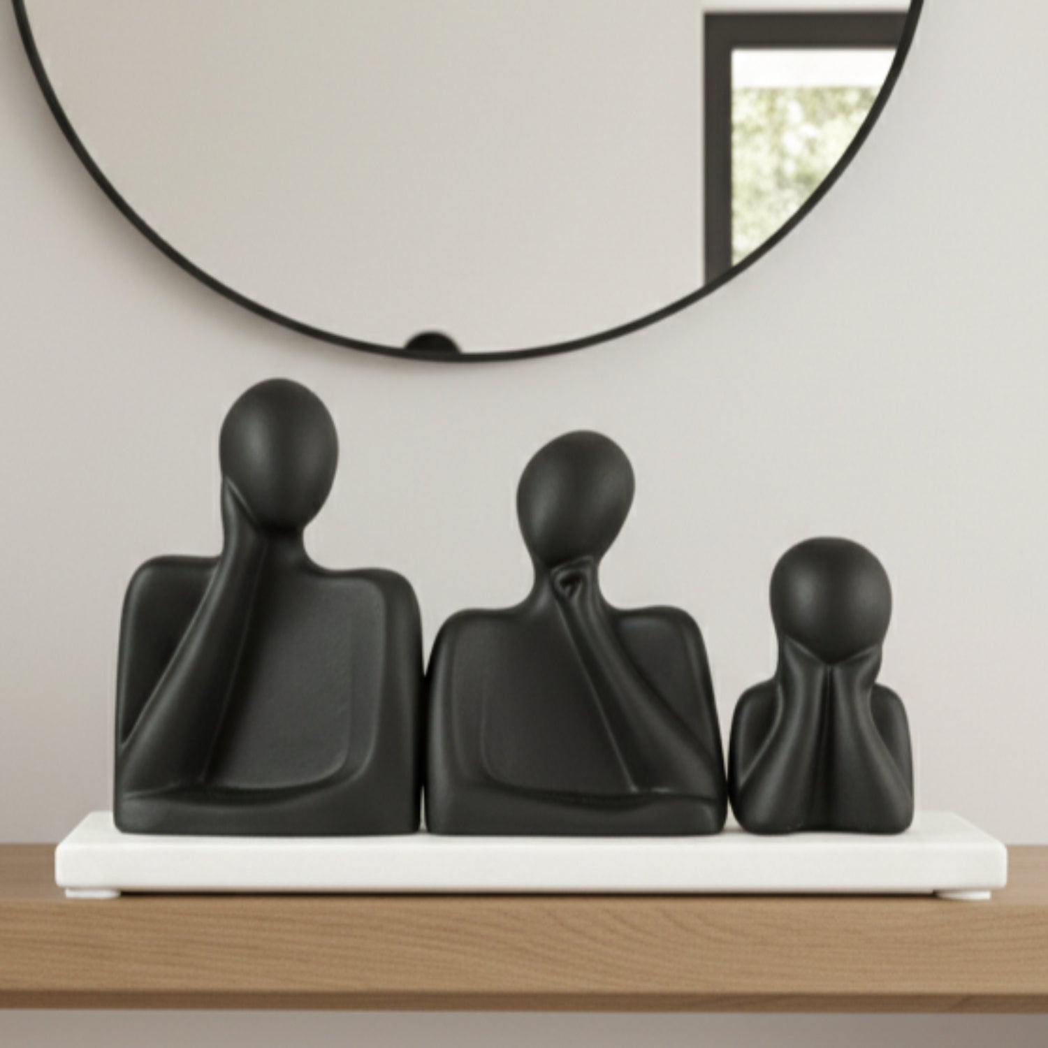 Abstract Trio Harmony Sculpture Marble Base