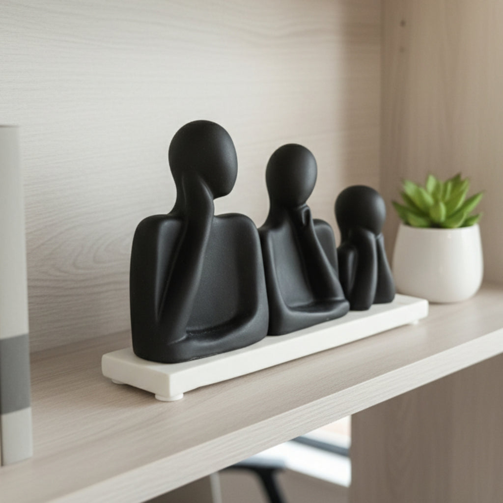 Abstract Trio Harmony Sculpture Marble Base