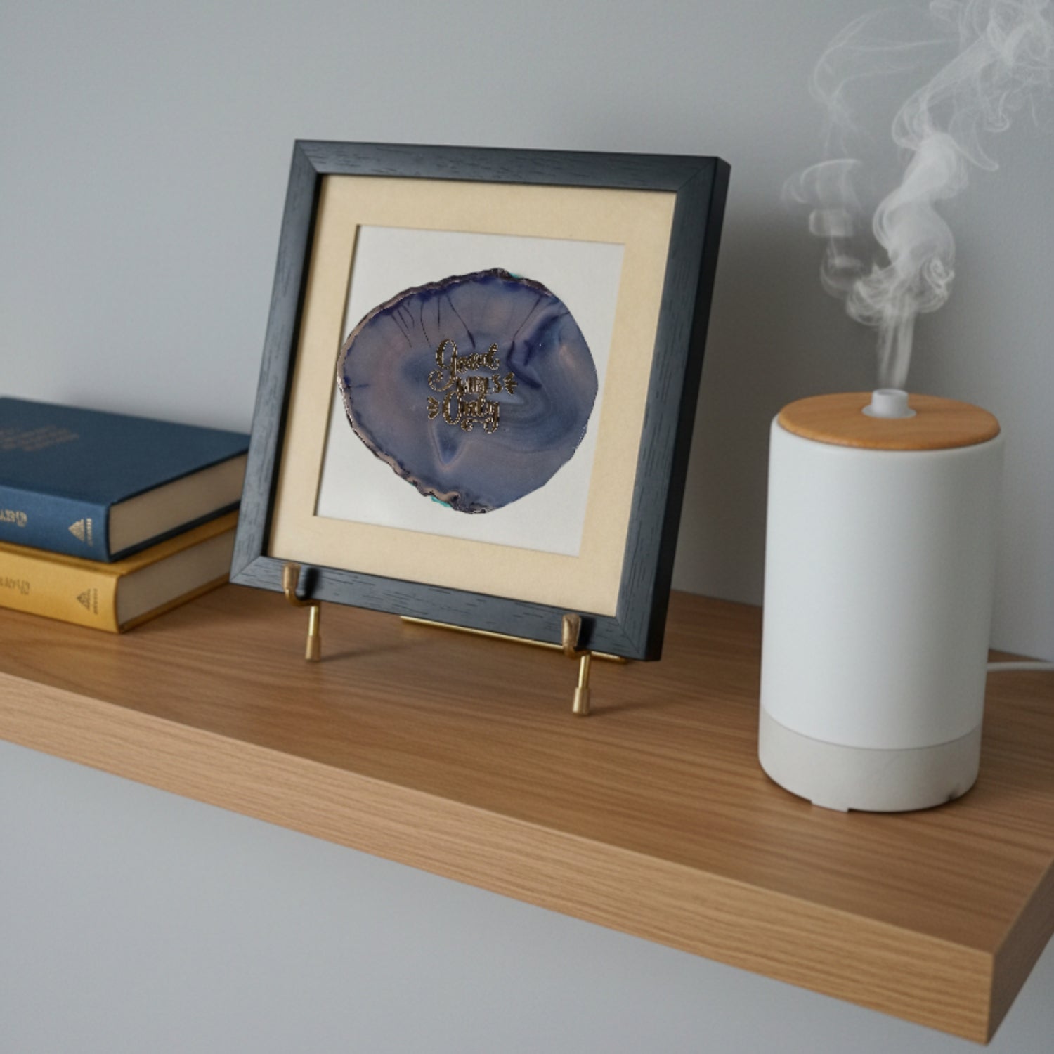 Good Vibes Only Blue Agate Framed Art