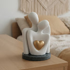 Abstract Couple Figurine with Golden Heart