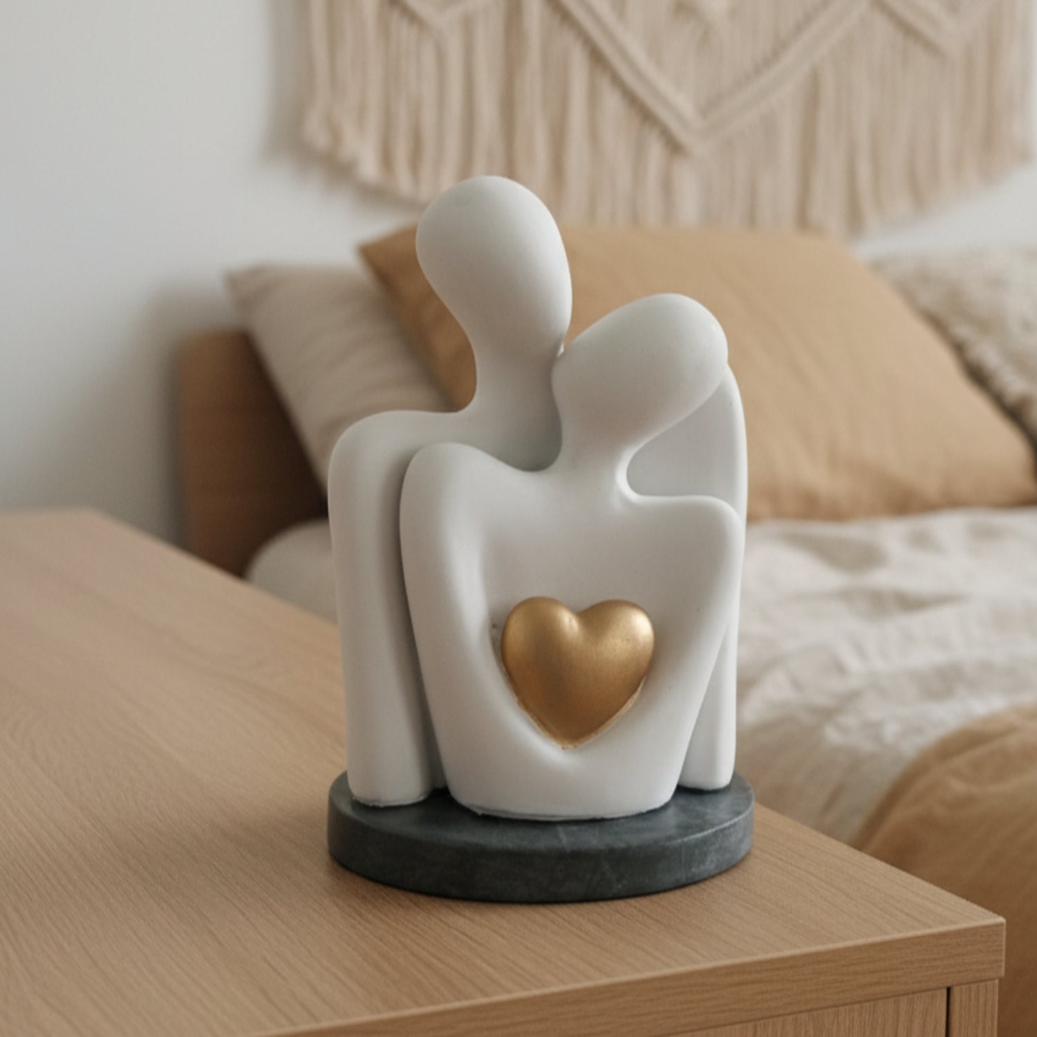 Abstract Couple Figurine with Golden Heart