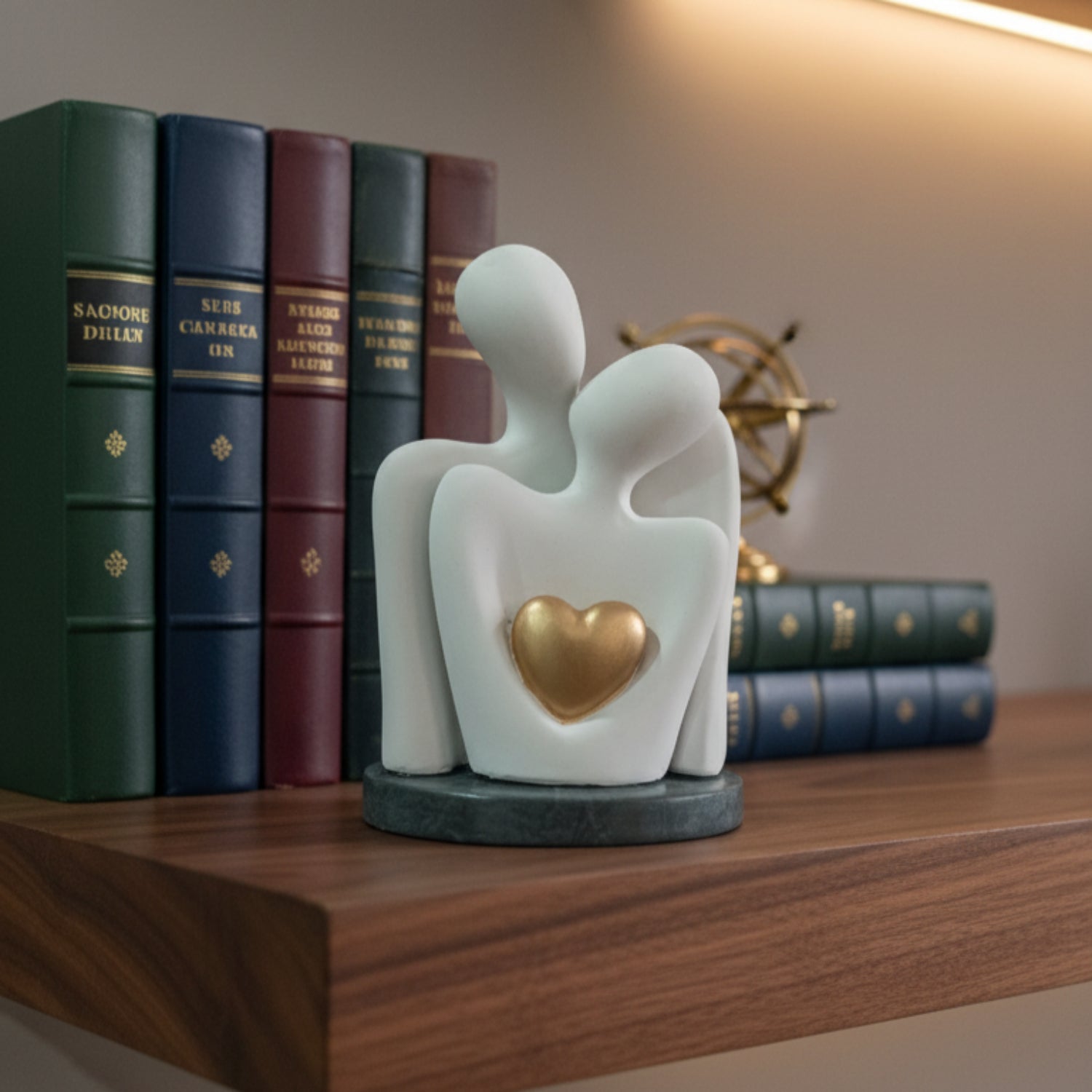 Abstract Couple Figurine with Golden Heart