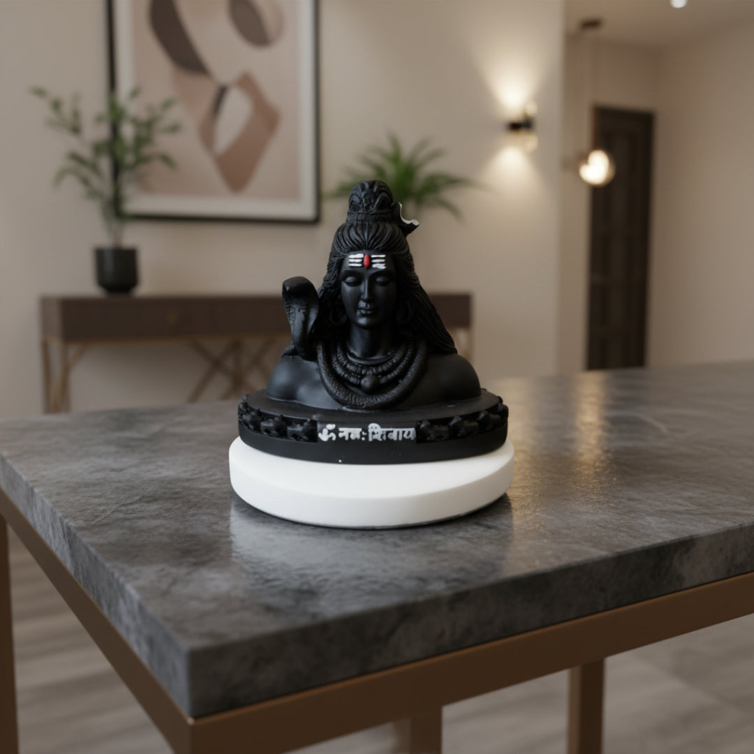 Mahadev ji statue black showpiece with marble base