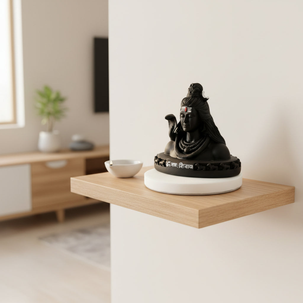 Mahadev ji statue black showpiece with marble base