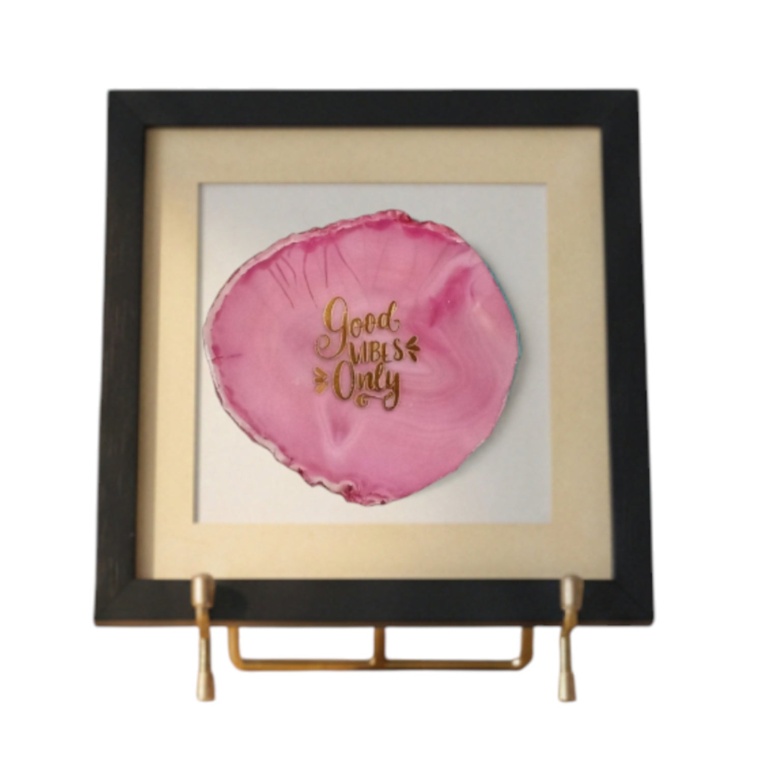 Good Vibes Only Pink Agate Framed Art