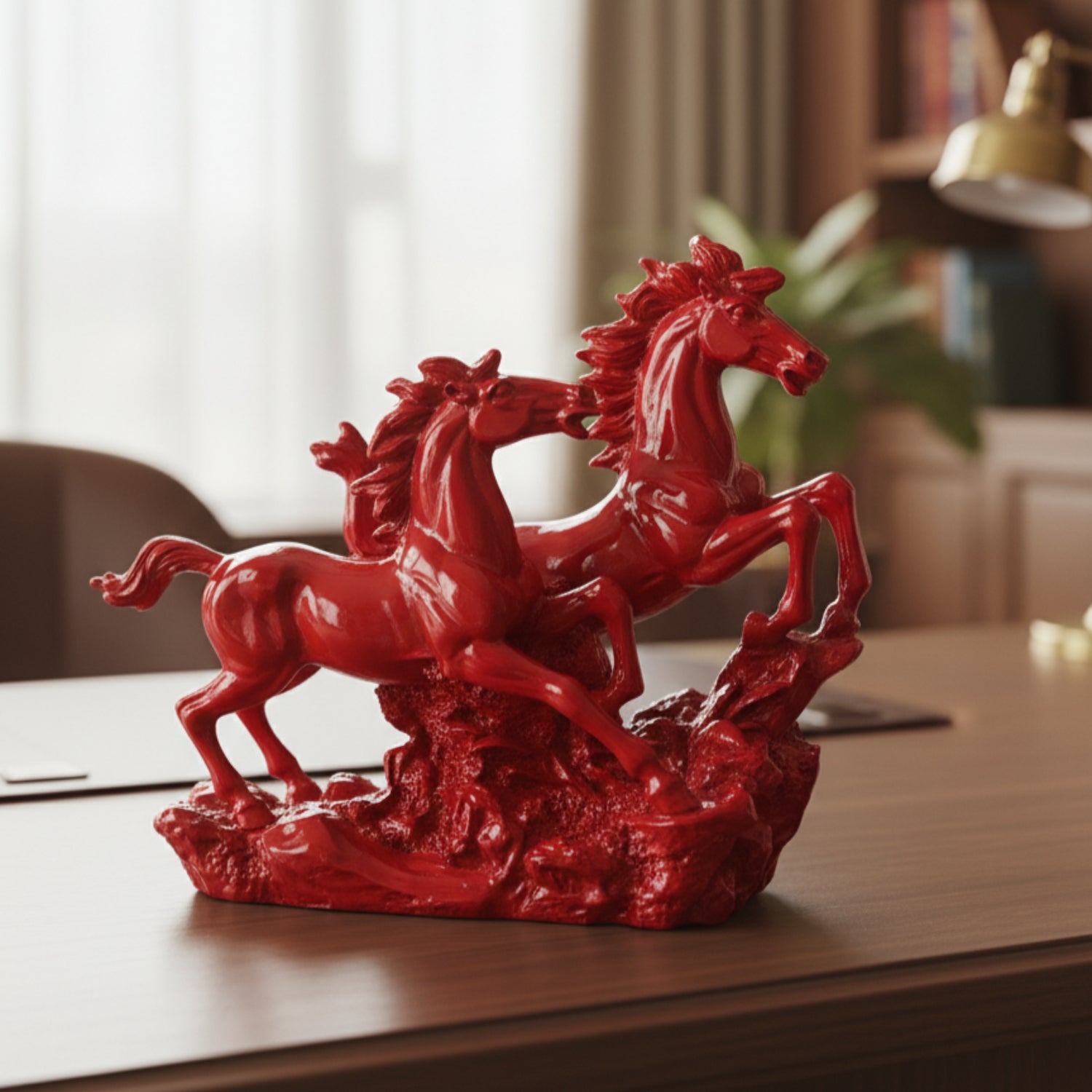 Victory Running Horses Figurine Red