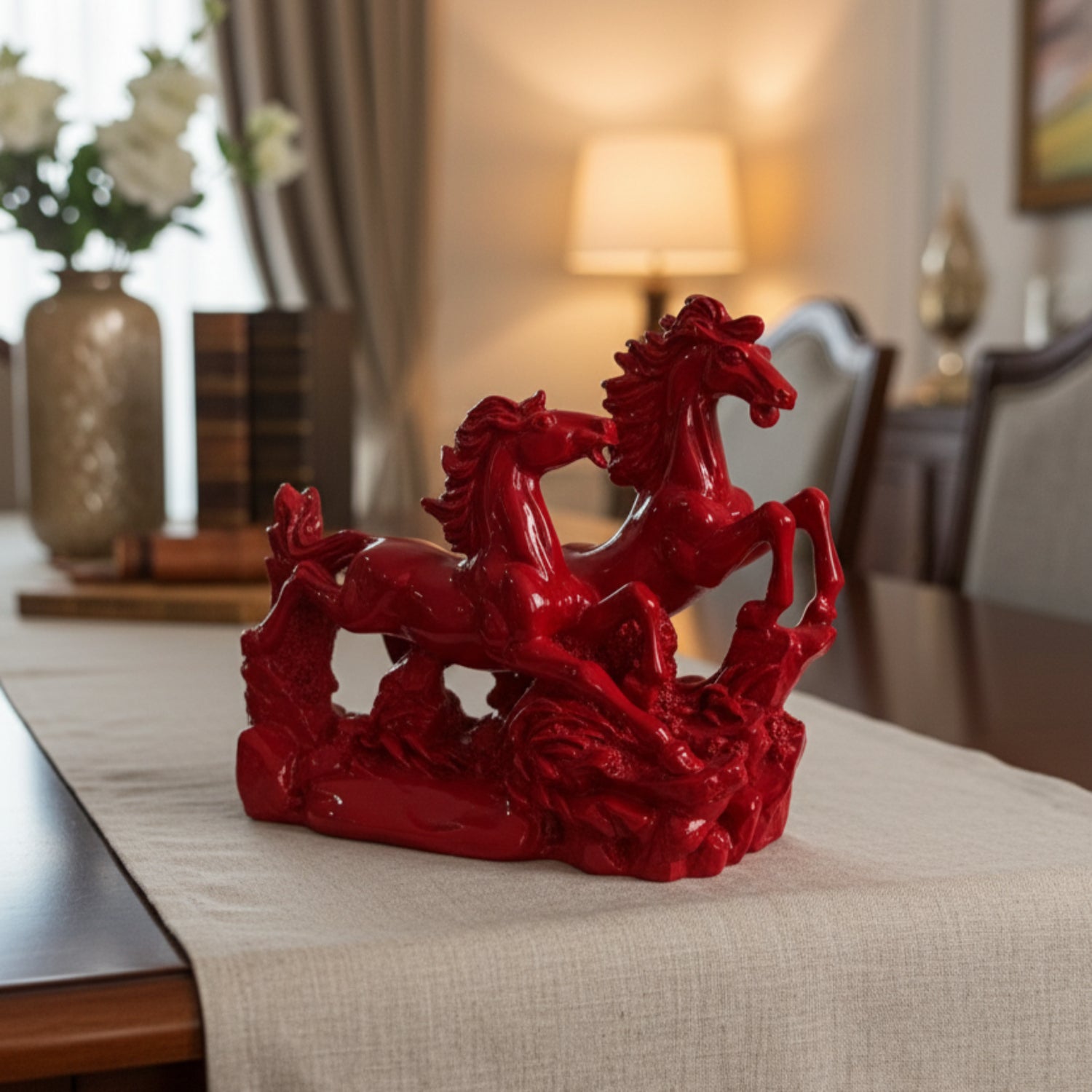Victory Running Horses Figurine Red