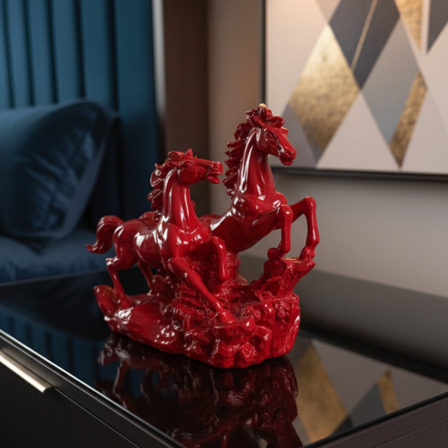 Victory Running Horses Figurine Red