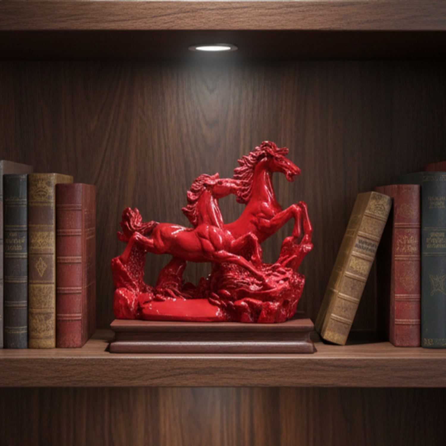 Victory Running Horses Figurine Red