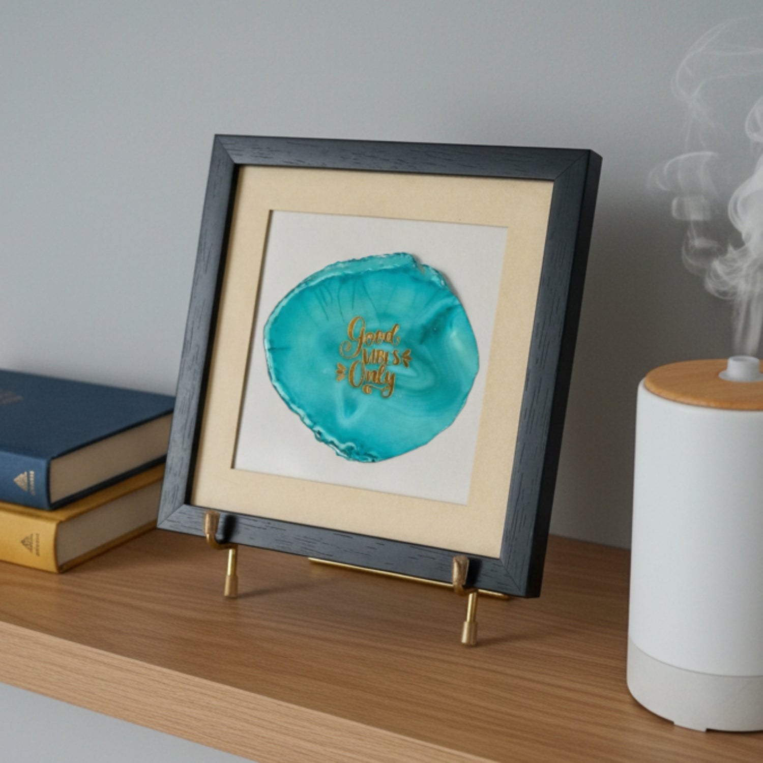 Good Vibes Only Turquoise Agate Framed Art