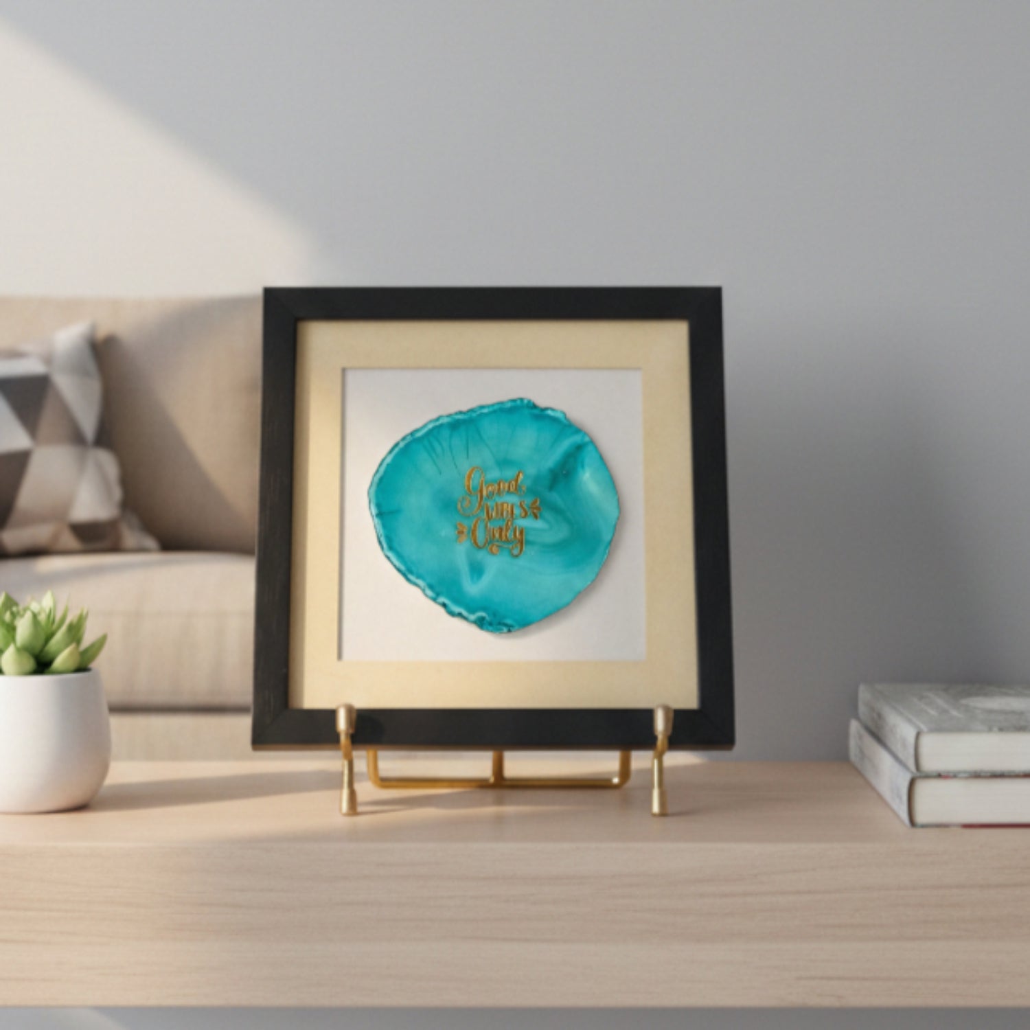 Good Vibes Only Turquoise Agate Framed Art