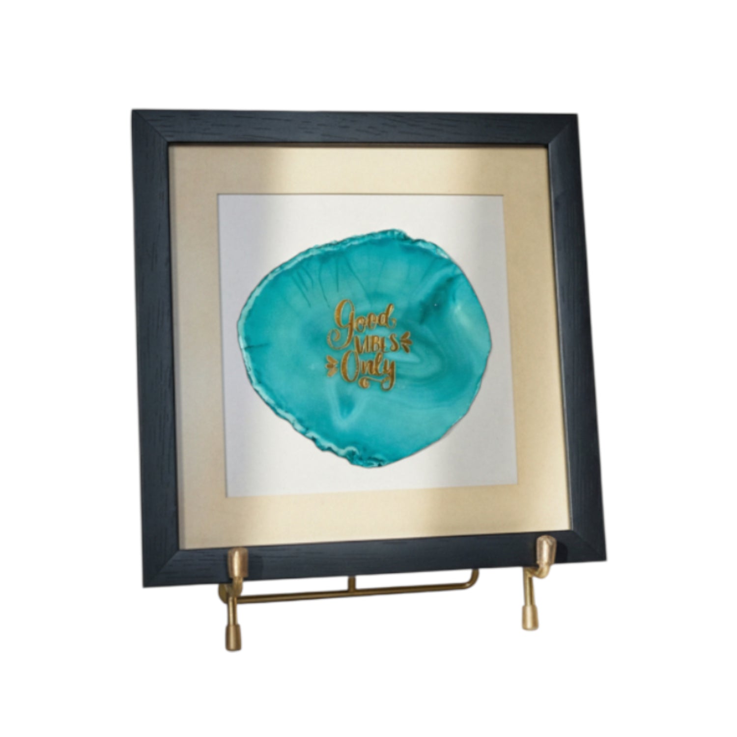 Good Vibes Only Turquoise Agate Framed Art