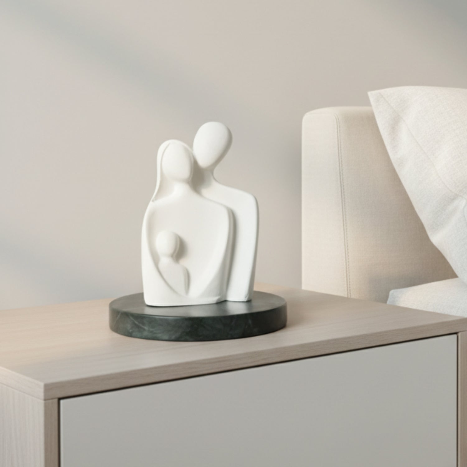 Abstract Family of 3 Figurine White