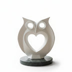 Modern Heart Owl Sculpture White With Marble Base