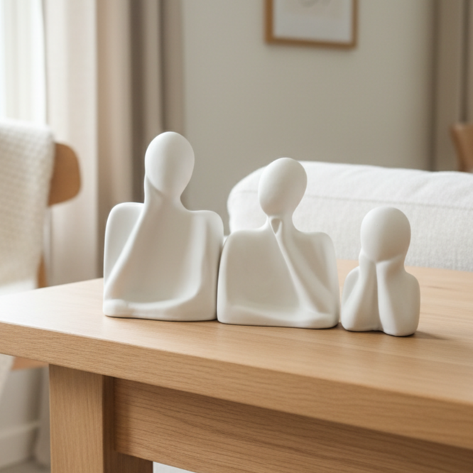 White Family Of Three Showpiece