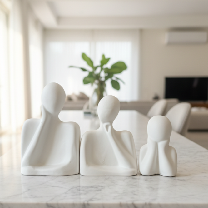 White Family Of Three Showpiece
