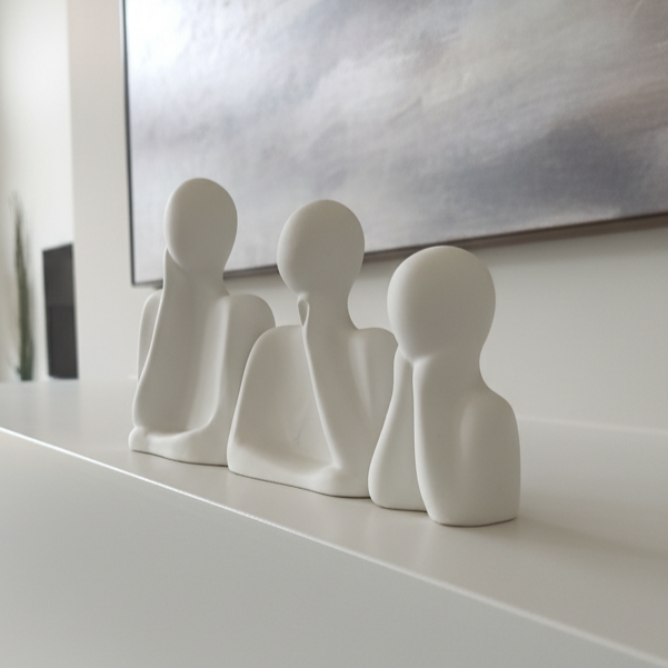 White Family Of Three Showpiece