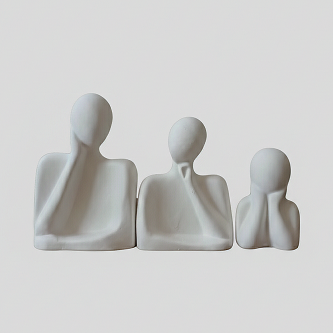 White Family Of Three Showpiece