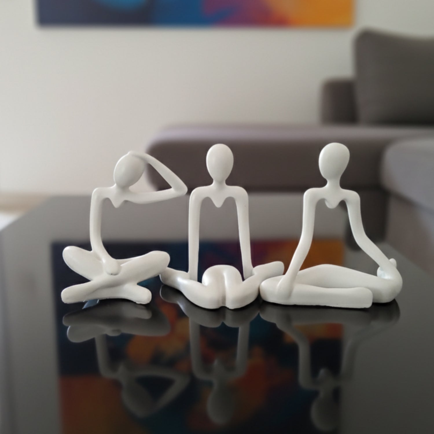 Yoga Pose Meditation Statues Set of 3 White