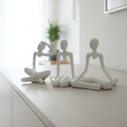 Yoga Pose Meditation Statues Set of 3 White
