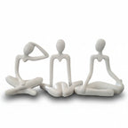 Yoga Pose Meditation Statues Set of 3 White