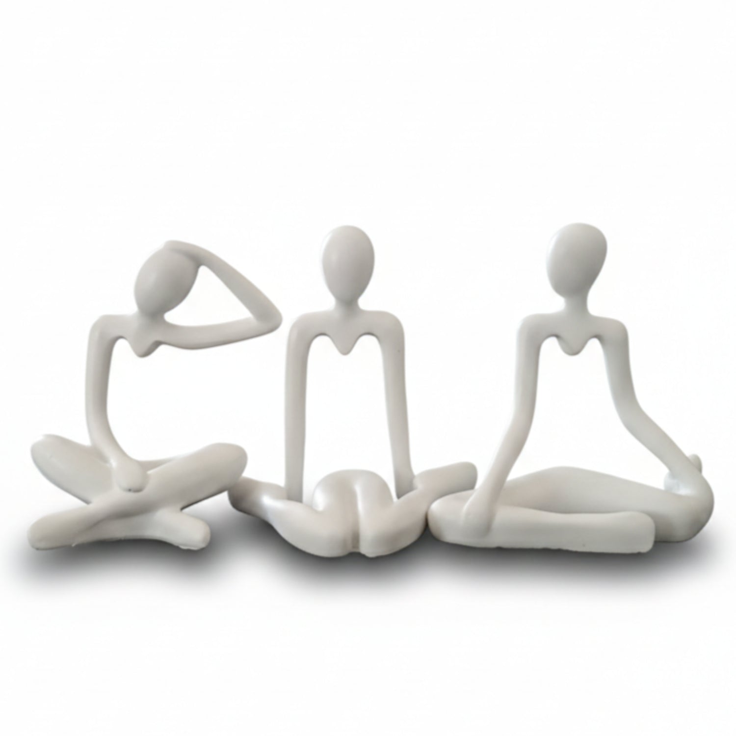 Yoga Pose Meditation Statues Set of 3 White