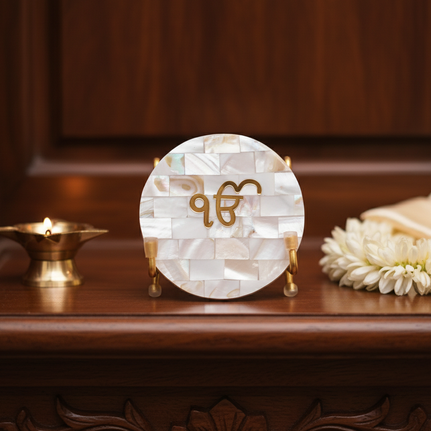 Ik Onkar Metal Holder with Mother of Pearl Festive