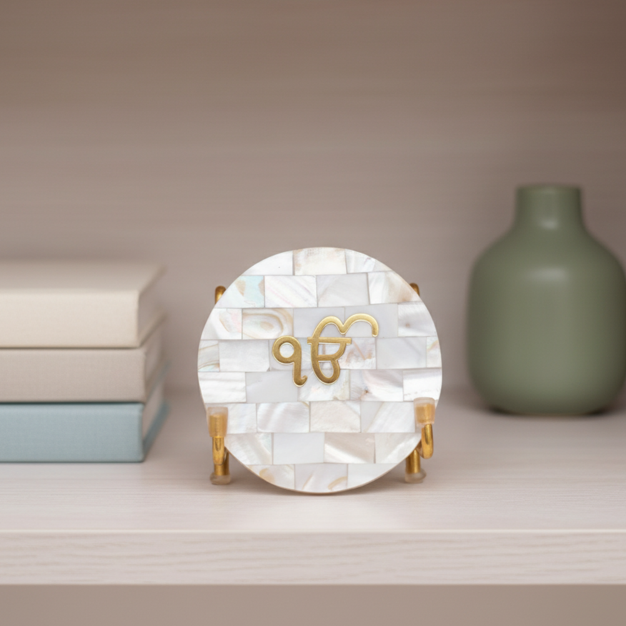 Ik Onkar Metal Holder with Mother of Pearl Festive