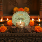 Namokar Mantra Agate Tea Light Holder  with Wood Stand