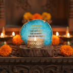 Namokar Mantra Agate Tea Light Holder  with Wood Stand