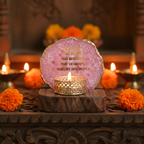 Namokar Mantra Agate Tea Light Holder  with Wood Stand