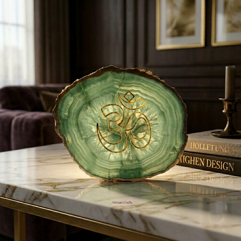 Agate OM Small Back Side Tealight- Green