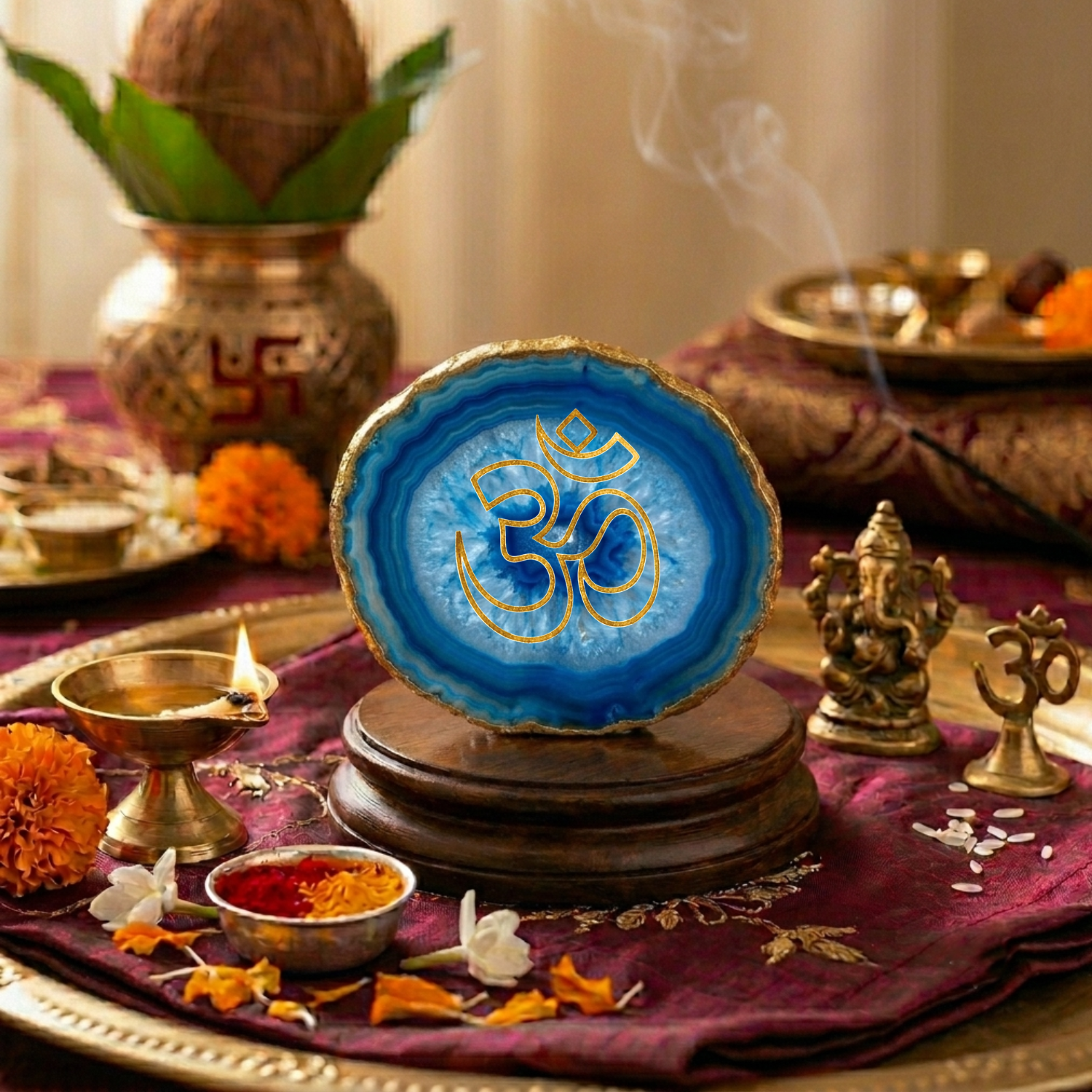 Agate OM Small Back Side Tealight- Blue