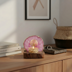 Budha Tree Pink Agate Wooden Tealight