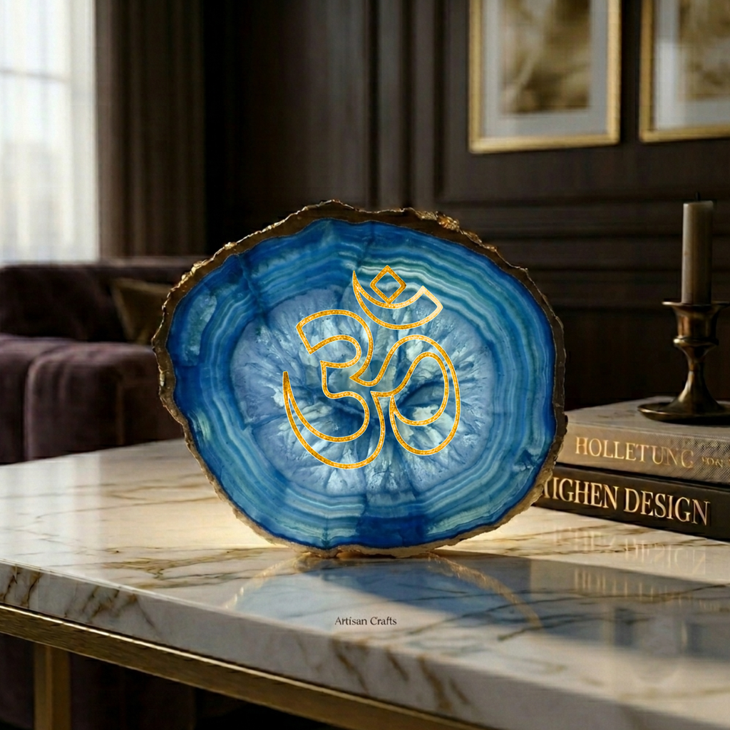 Agate OM Small Back Side Tealight- Blue