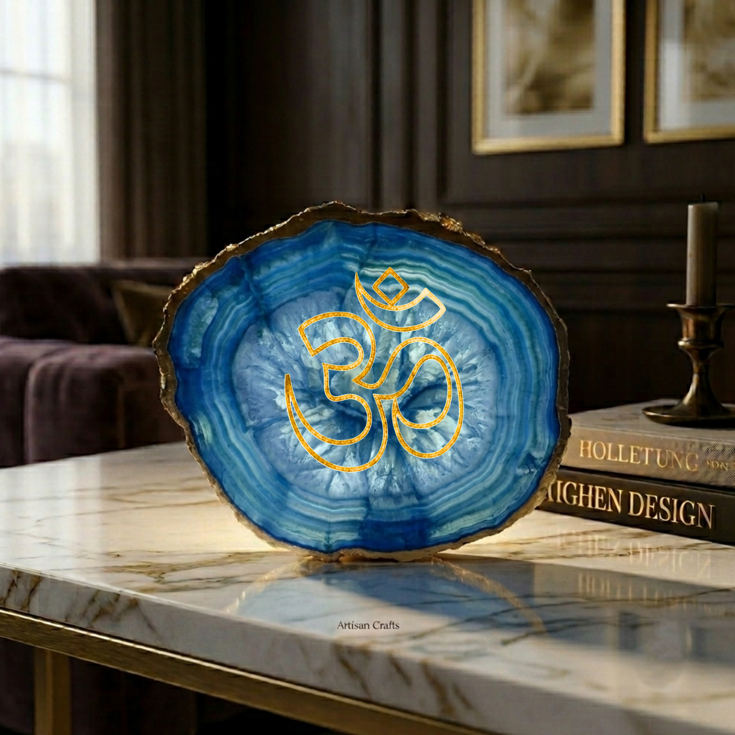 Agate OM Small Back Side Tealight- Blue