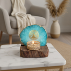 Budha Tree Turquoise Agate Wooden Tealight