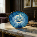 Agate Gayatri Mantra Small Back Side Tealight- Blue