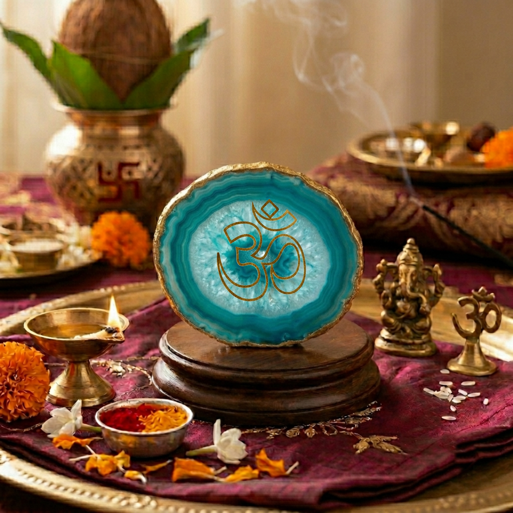Agate OM Small Back Side Tealight- Turquoise