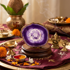 Agate Gayatri Mantra Small Back Side Tealight- Purple