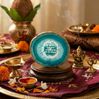 Agate Gayatri Mantra Small Back Side Tealight- Turquoise