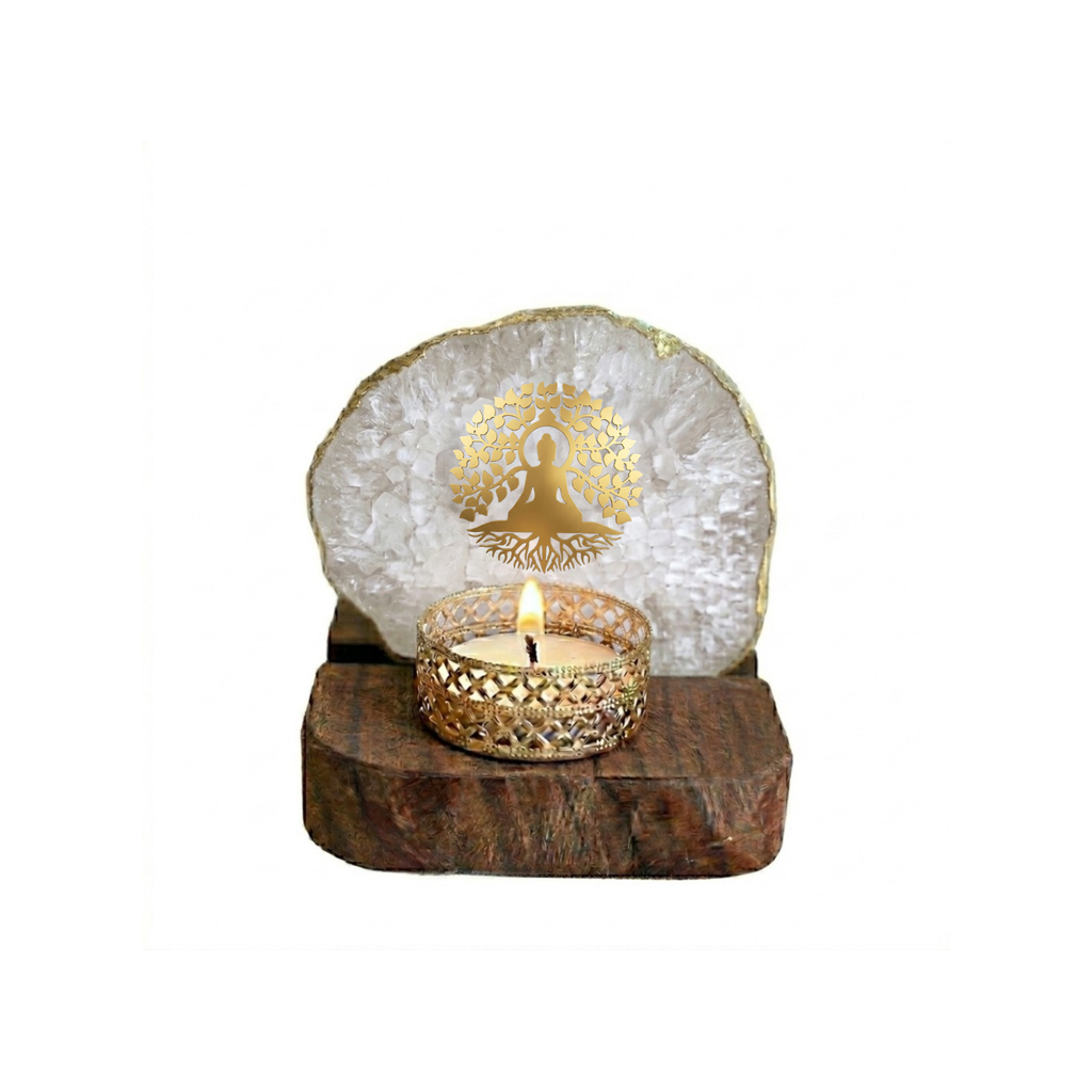 Budha Tree White Agate Wooden tealight