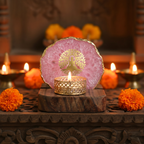 Budha Tree Pink Agate Wooden Tealight