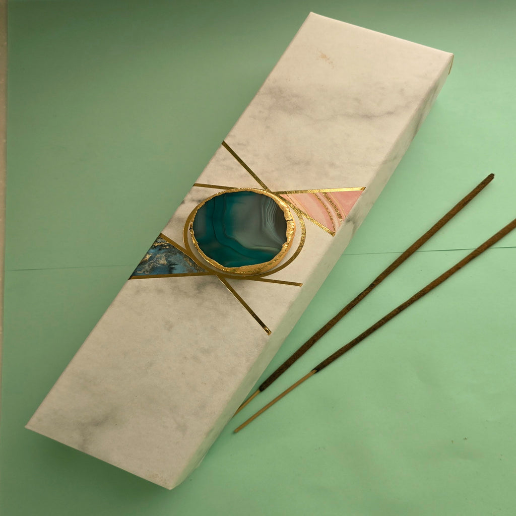 Wooden Gaytri Mantra Incense Holder And Diya