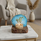 Ik Onkar Tea Light Holder Agate with Wood Stand