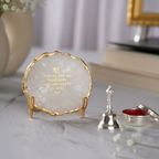 Ik Onkar Mantra White Agate Metal Showpeice