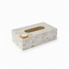 White Agate with  Mother of Pearl Tissue Box Holder