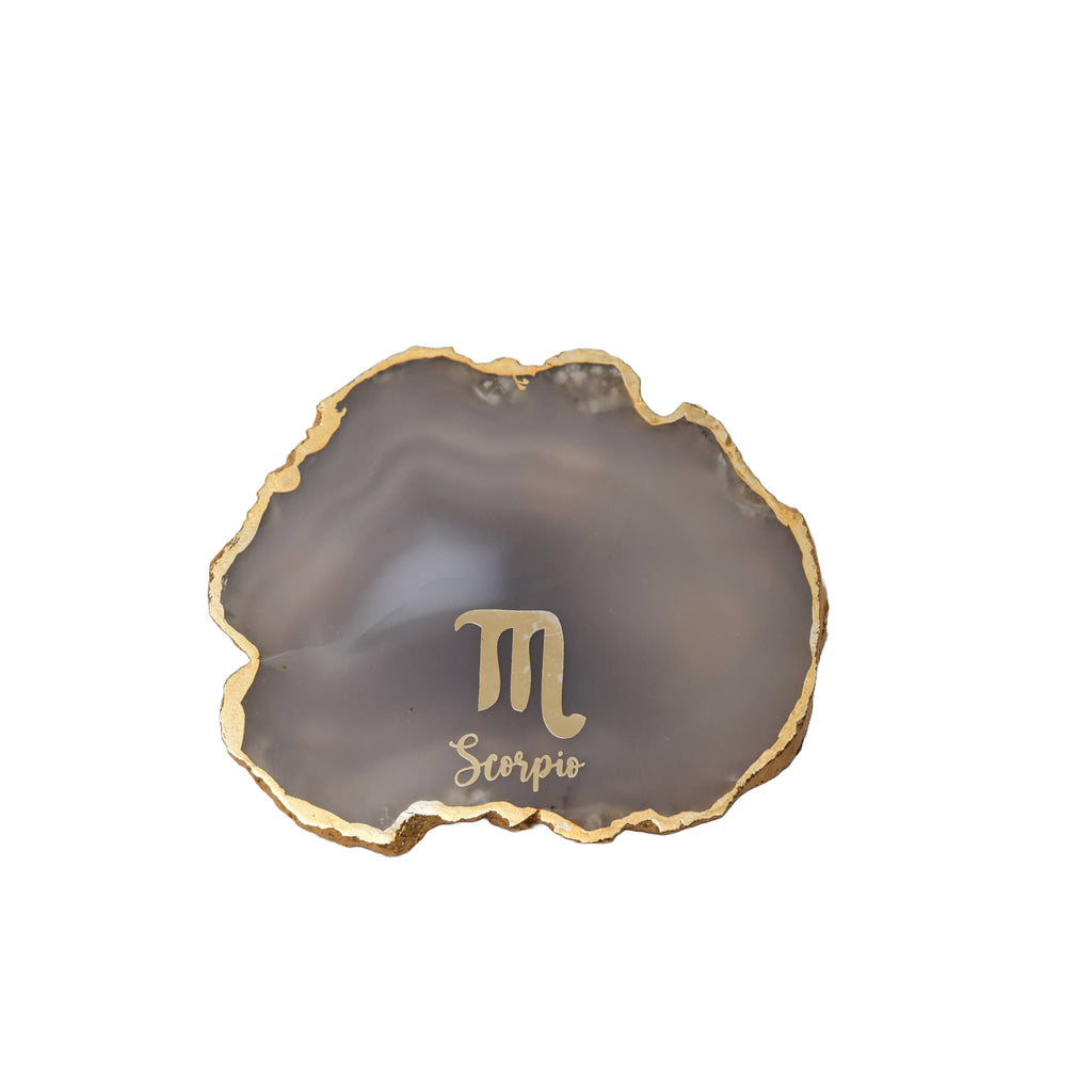 Agate Zodiac Coaster Scorpio-Natural White