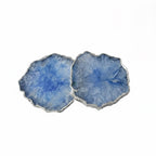 Blue  Crystal Agate Coaster With Silver Plating Set of 2