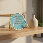 Namokar Mantra  - pink Agate Metal Stand